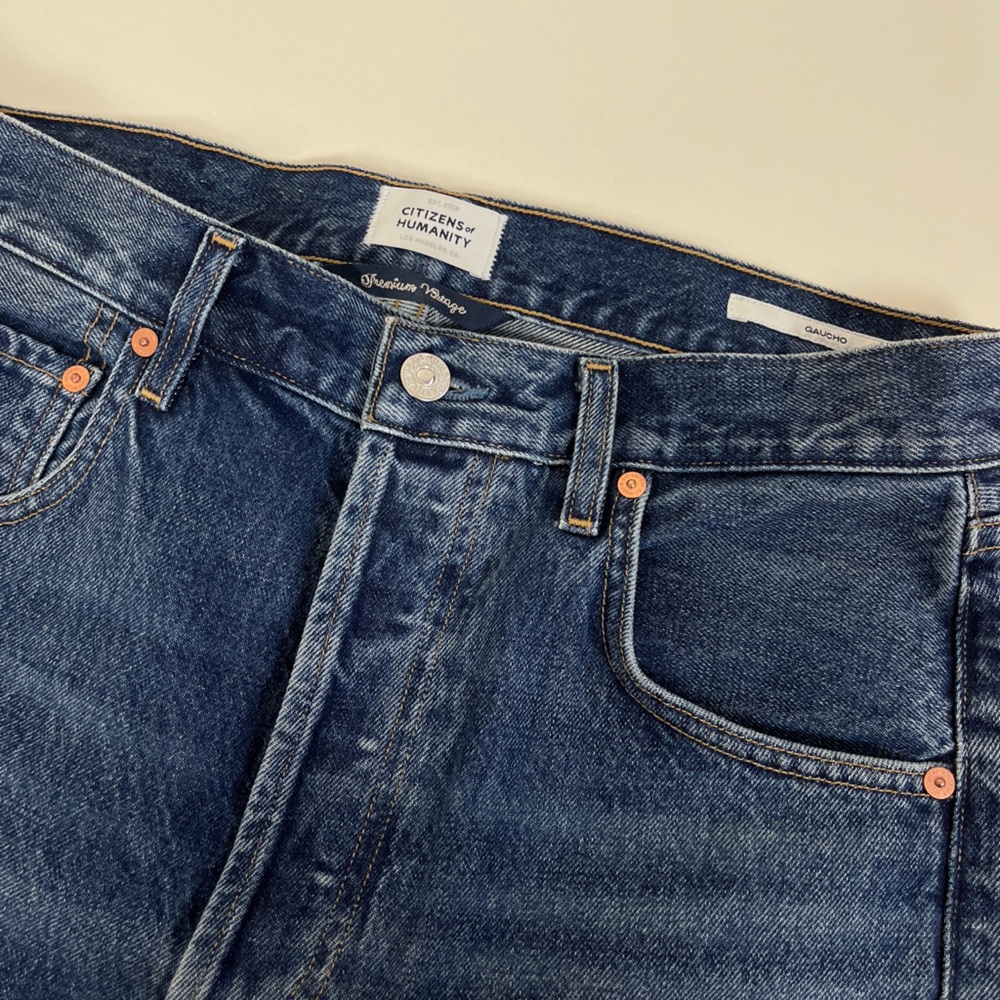 Citizens of Humanity Gaucho Vintage Wide Leg Cropped Jeans in Oasis Blue Denim - Picture 6 of 10